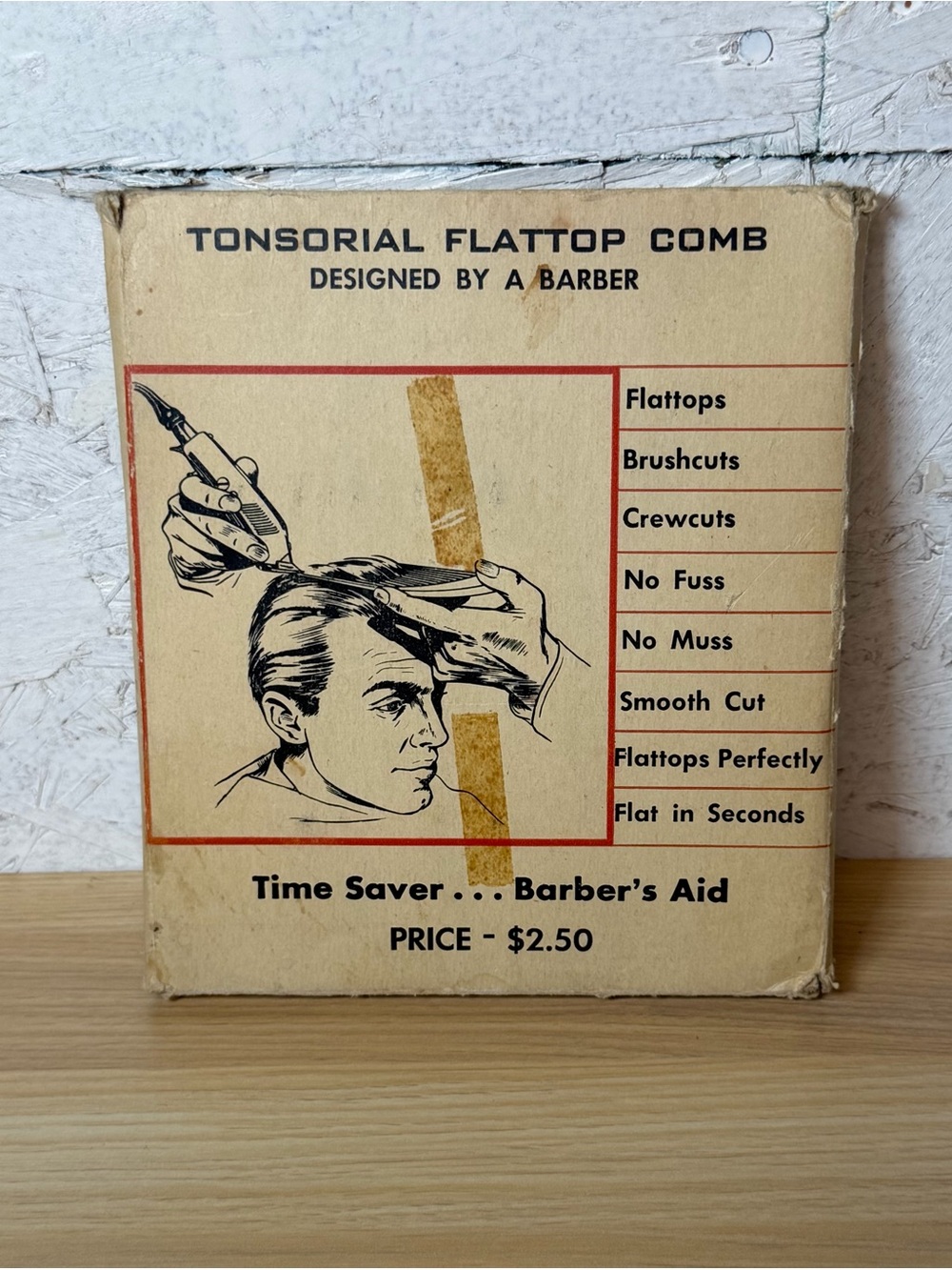 1950s Sorial Tonsorial Flattop Comb original packaging with comb - Picture 1 of 4